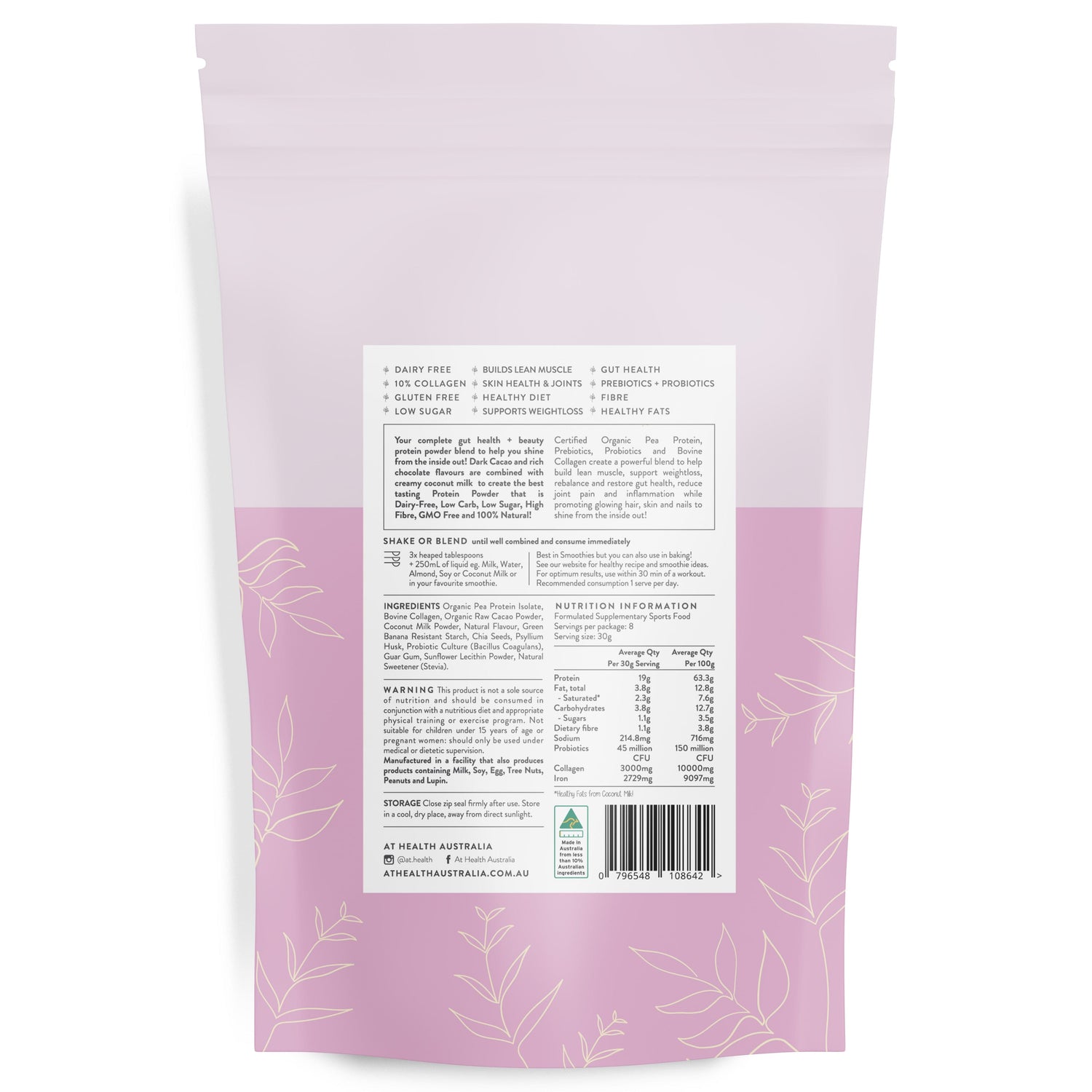 At Health Australia Collagen Protein Radiant Body Protein Powder with Collagen - Cacao