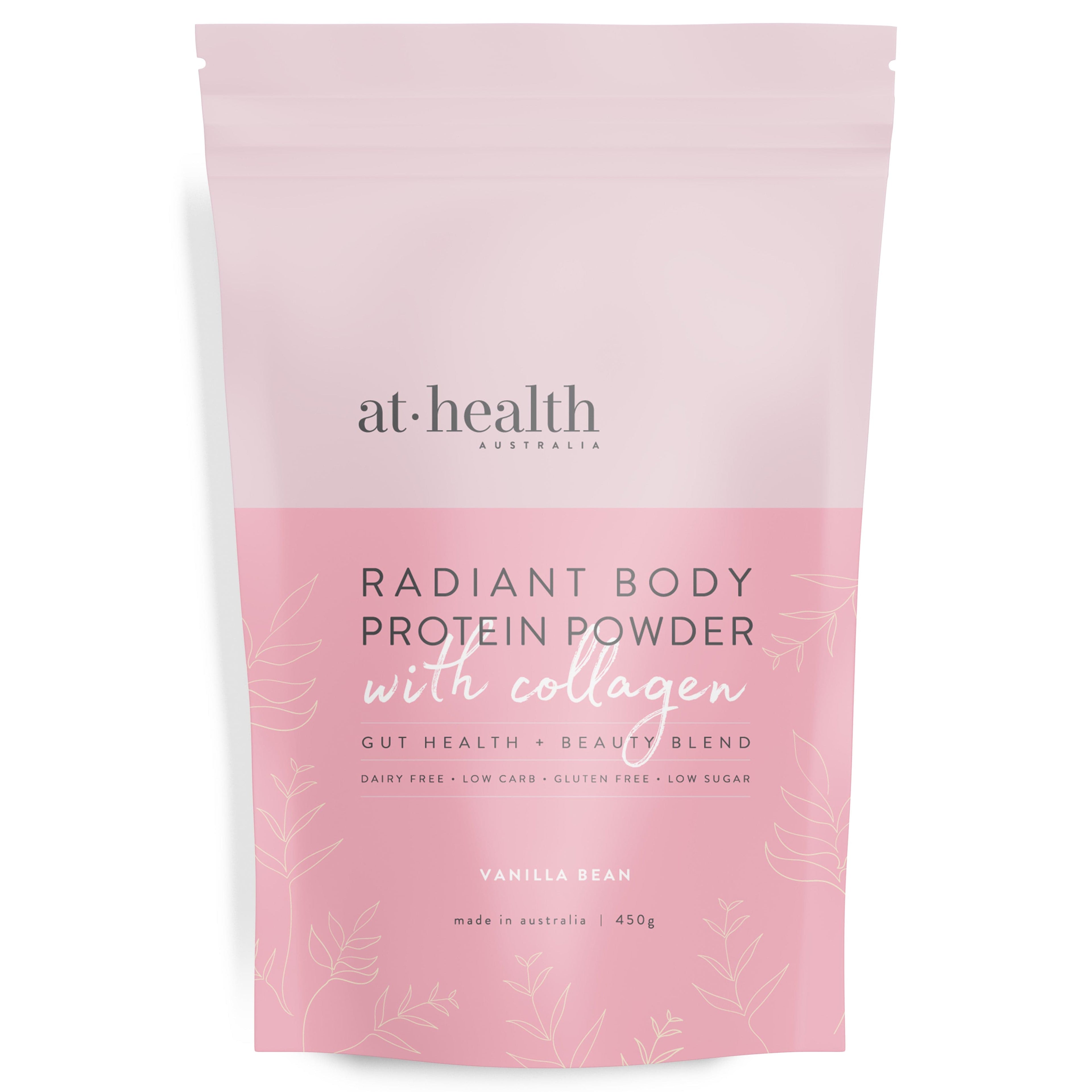 At Health Australia Collagen Protein SMALL ( 450g ) 15 Serves Radiant Body Protein Powder + Collagen - Vanilla Bean