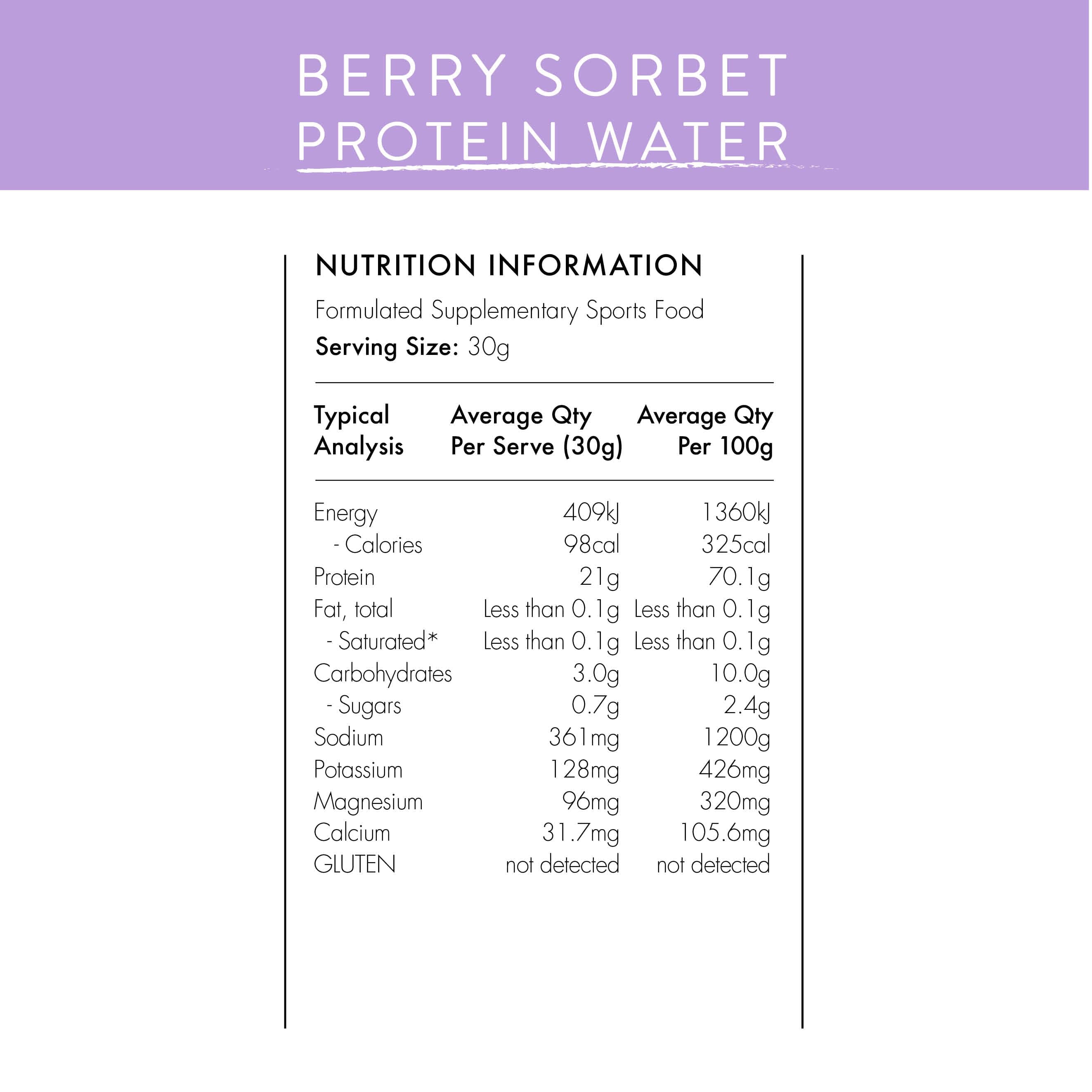 At Health Australia Pty Ltd DAIRY Berry Sorbet 450g ( 15 serves ) Protein Water with Collagen, Hydration Salts & BCAA - Berry Sorbet