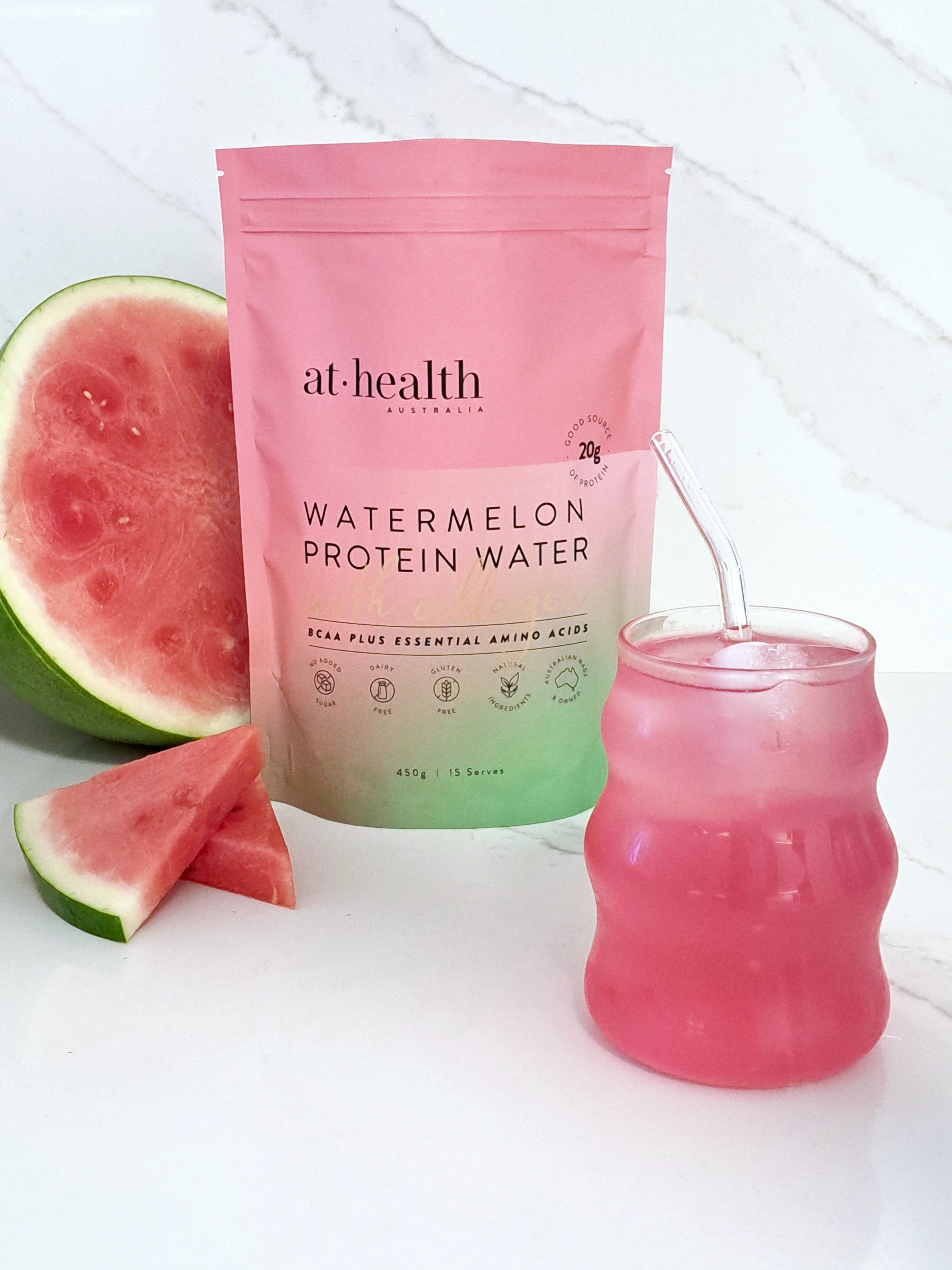 At Health Australia Pty Ltd Watermelon 450g ( 15 serves ) Protein Water with Collagen, Hydration Salts & BCAA - Watermelon