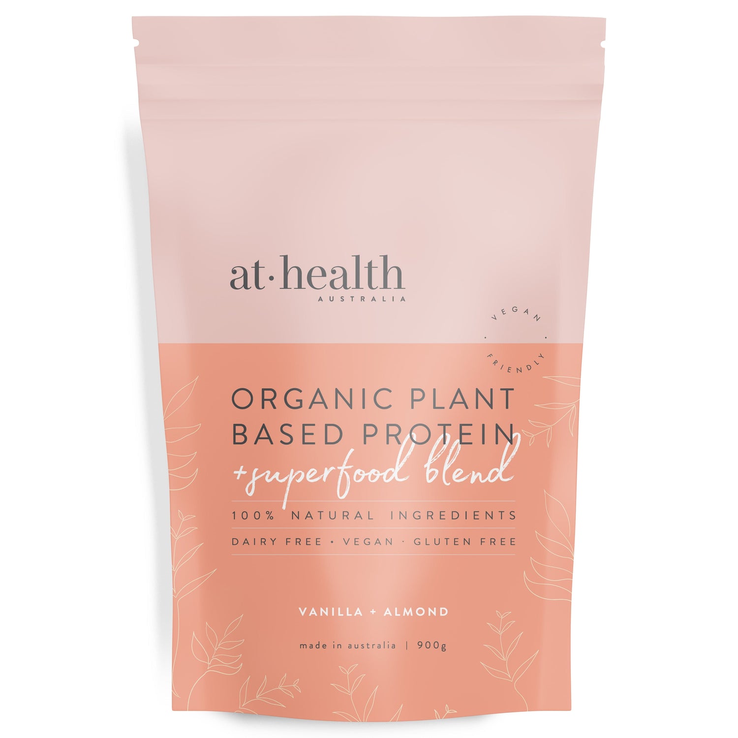 At Health Australia Vegan LARGE (900g) 30 serves Vegan Organic Plant Based Protein Powder - Vanilla & Almond