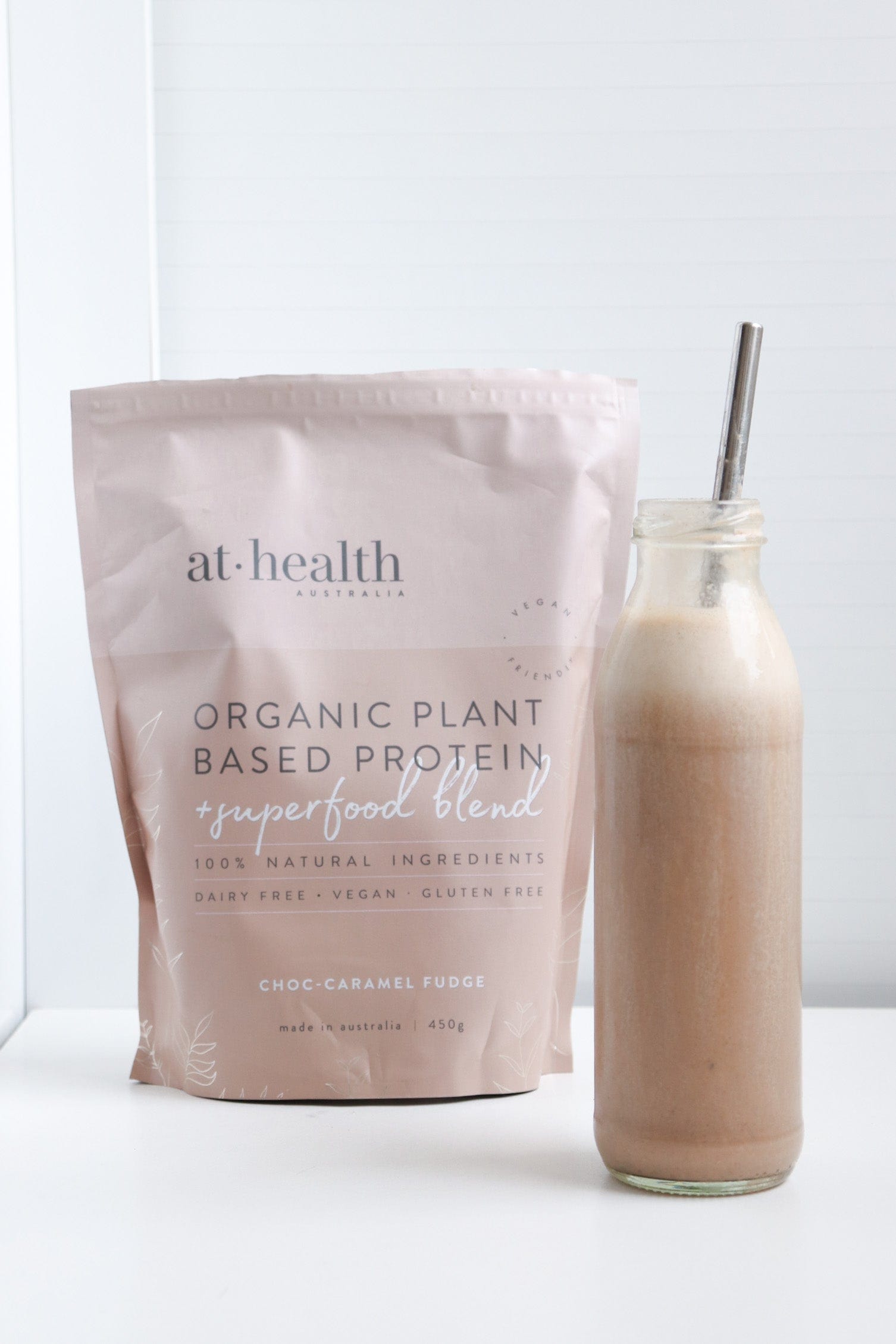 At Health Australia Vegan Vegan Organic Plant Based Protein Powder - Choc-Caramel Fudge