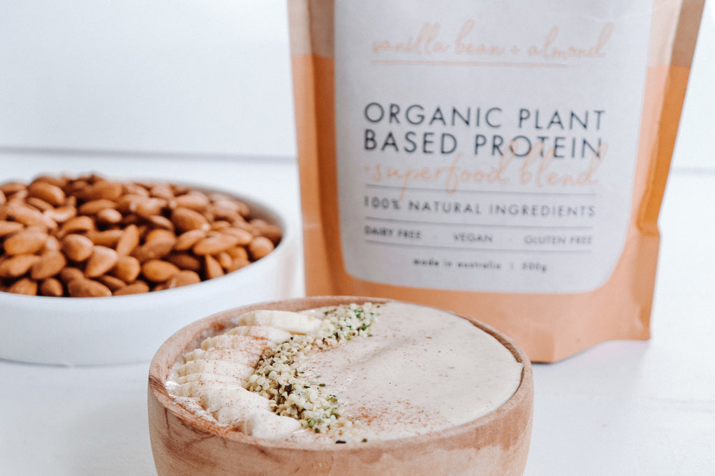 At Health Australia Natural Vegan Protein Smoothie, delicious Vanilla Vegan Protein Smoothiebowl Recipe using natural vegan protein Australia.