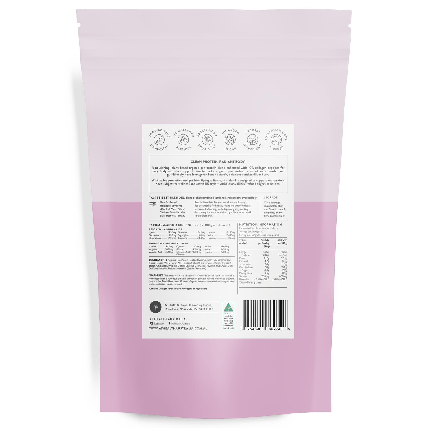 At Health Australia Collagen Protein Radiant Body Protein Powder with Collagen - Cacao