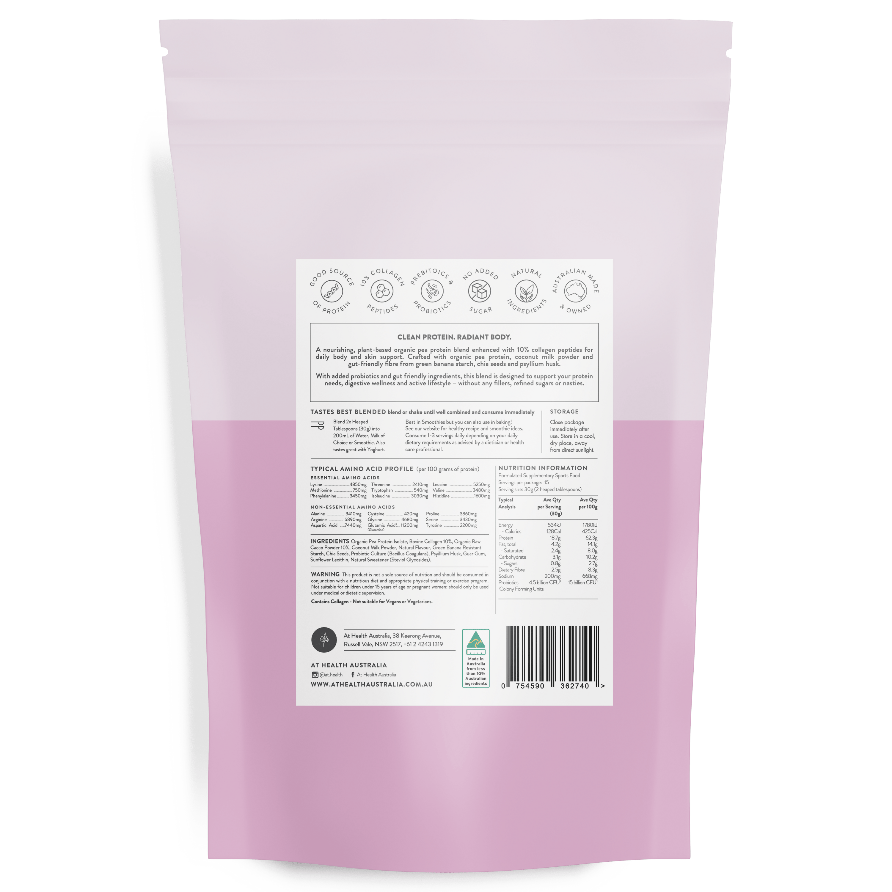 At Health Australia Collagen Protein Radiant Body Protein Powder with Collagen - Cacao