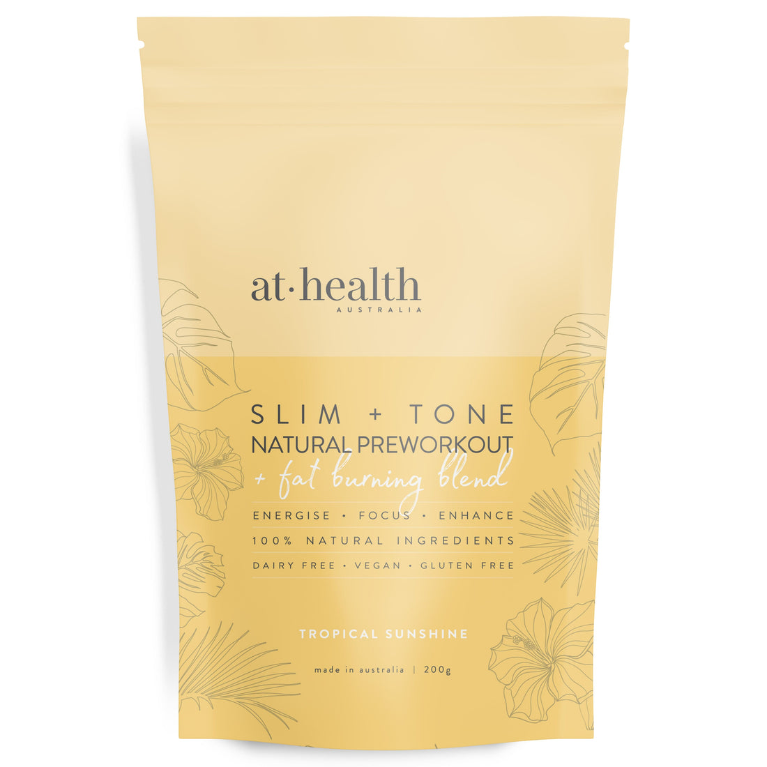 At Health Australia Health Supplement Natural PreWorkout & Fat Burning Blend - Tropical Sunshine