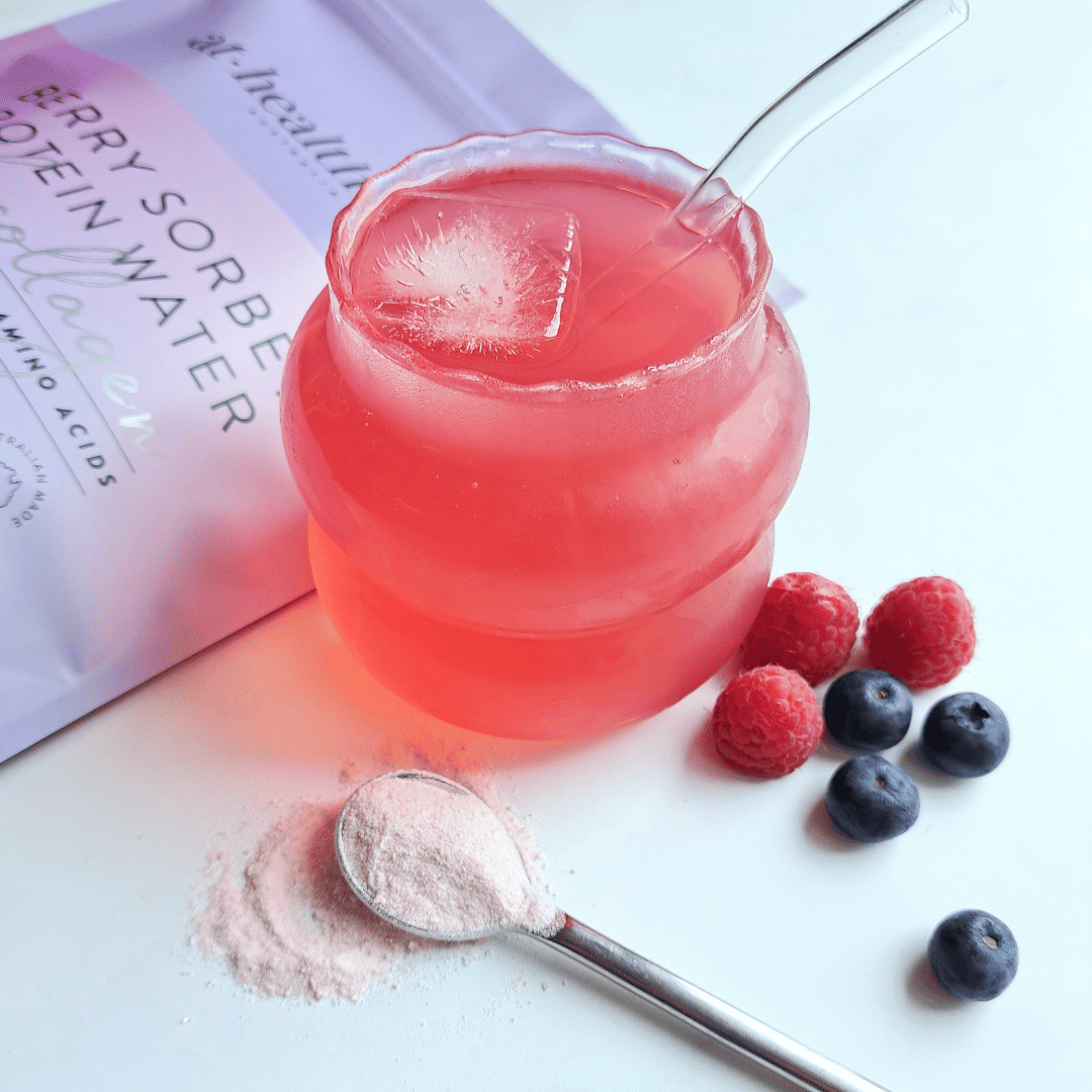 At Health Australia Pty Ltd Protein Water Protein Water with Collagen, Hydration Salts &amp; BCAA - Berry Sorbet