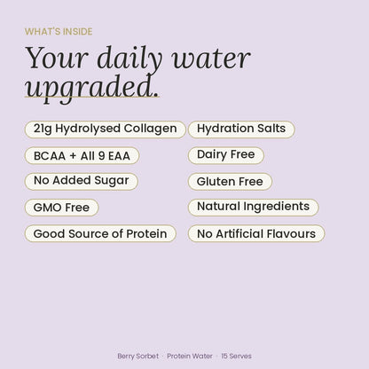 At Health Australia Pty Ltd Protein Water Protein Water with Collagen, Hydration Salts &amp; BCAA - Berry Sorbet