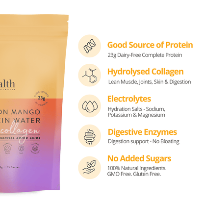 At Health Australia Pty Ltd Protein Water Protein Water with Collagen, Hydration Salts &amp; BCAA - Passion Mango