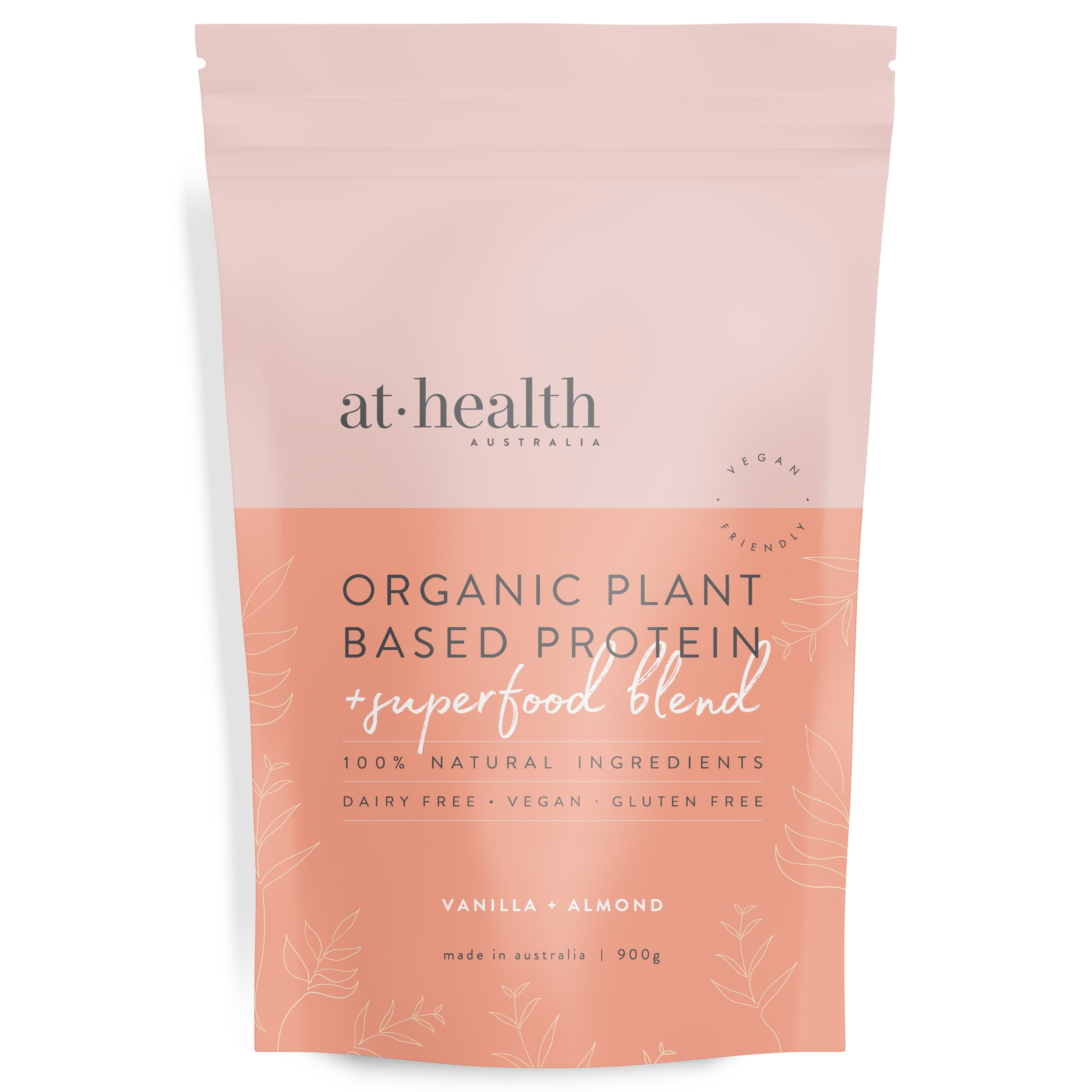 At Health Australia Vegan LARGE (900g) 30 serves Vegan Organic Plant Based Protein Powder - Vanilla &amp; Almond