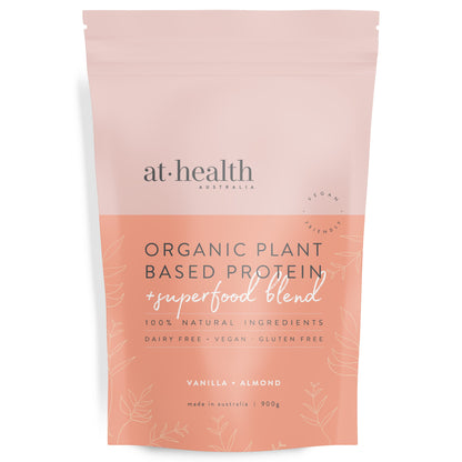 At Health Australia Vegan LARGE (900g) 30 serves Vegan Organic Plant Based Protein Powder - Vanilla &amp; Almond