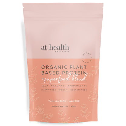At Health Australia Vegan SMALL (450g) 15 serves Vegan Organic Plant Based Protein Powder - Vanilla &amp; Almond