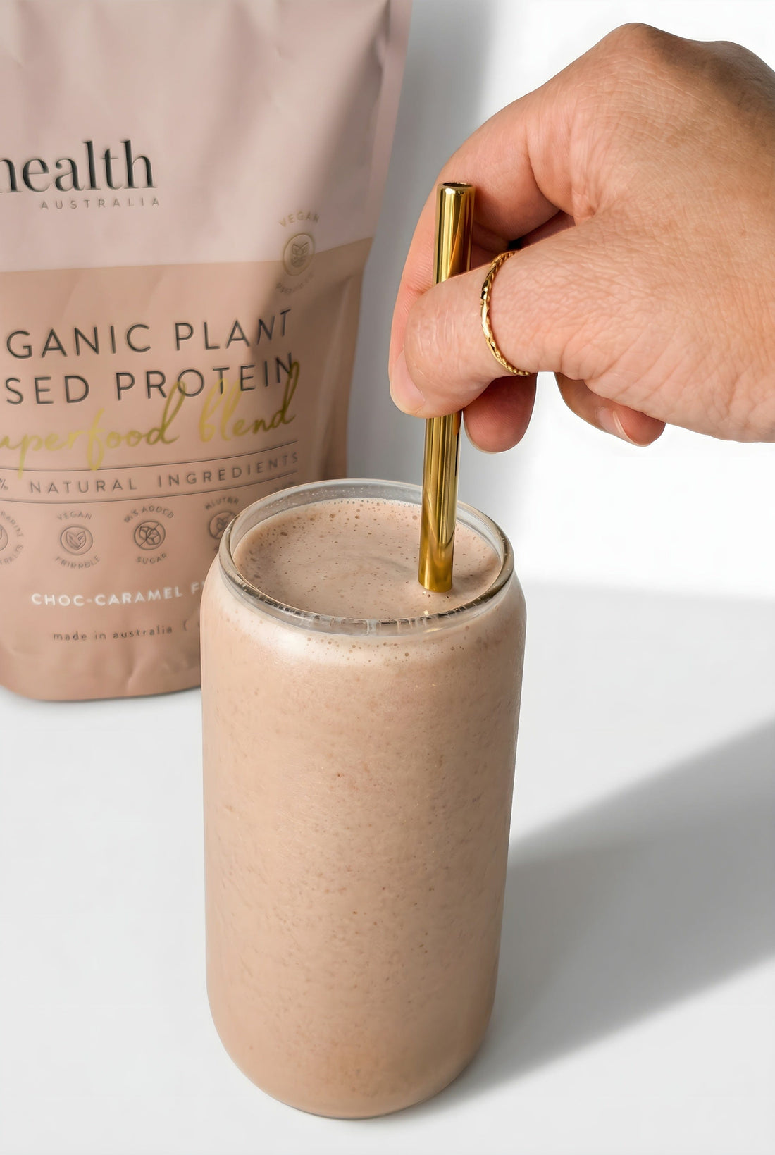 At Health Australia Vegan Vegan Organic Plant Based Protein Powder - Choc-Caramel Fudge
