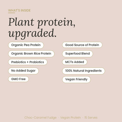 At Health Australia Vegan Vegan Organic Plant Based Protein Powder - Choc-Caramel Fudge