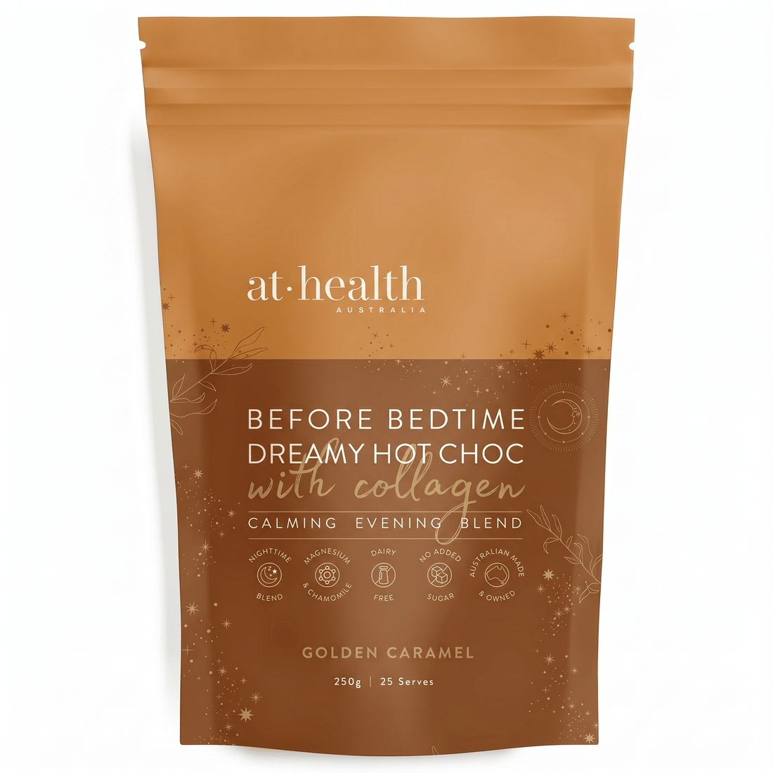 At Health Australia Wellness Before Bedtime Dreamy Hot Chocolate with Collagen - Golden Caramel