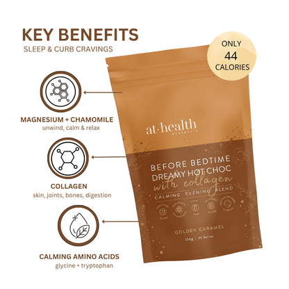 At Health Australia Wellness Before Bedtime Dreamy Hot Chocolate with Collagen - Golden Caramel