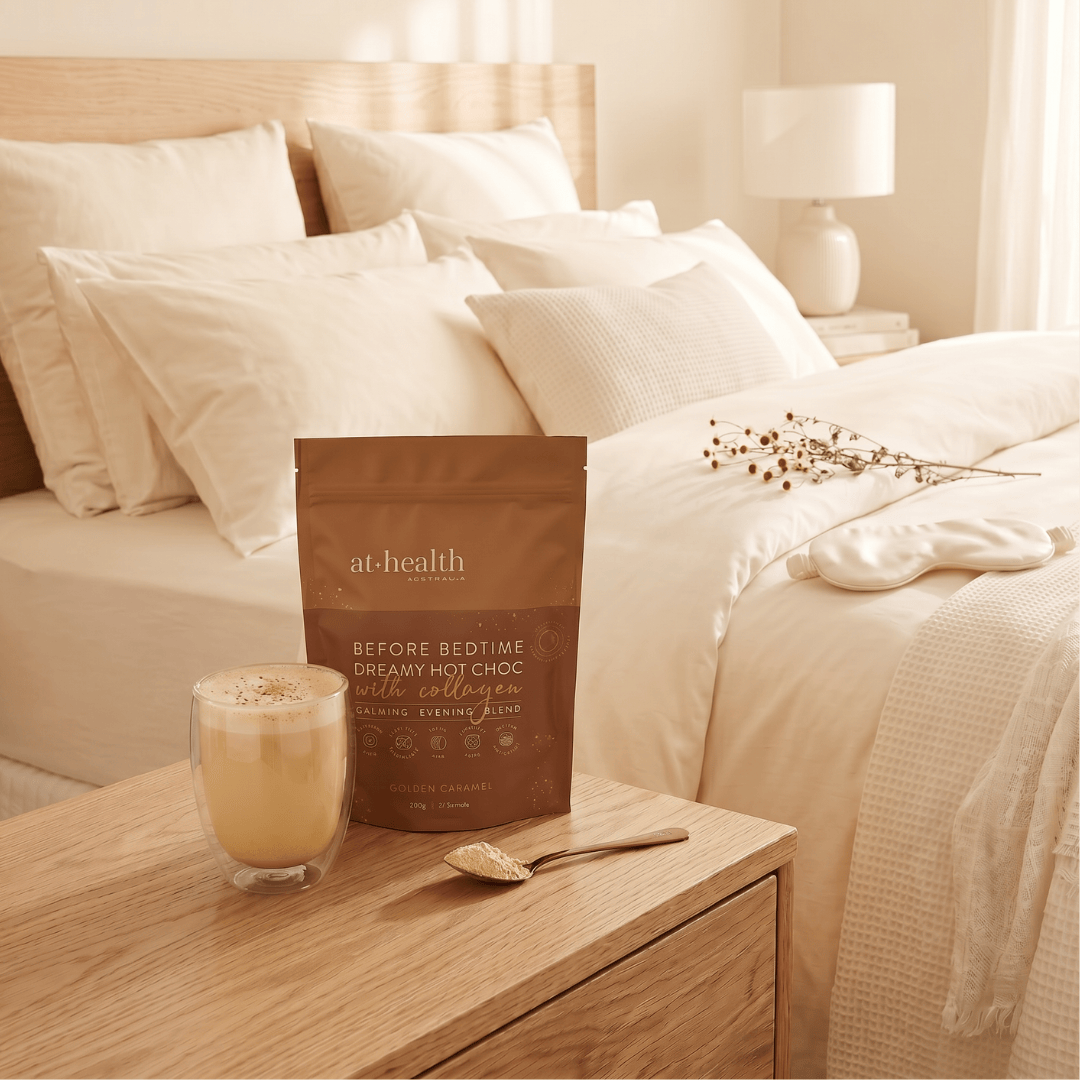 At Health Australia Wellness Before Bedtime Dreamy Hot Chocolate with Collagen - Golden Caramel