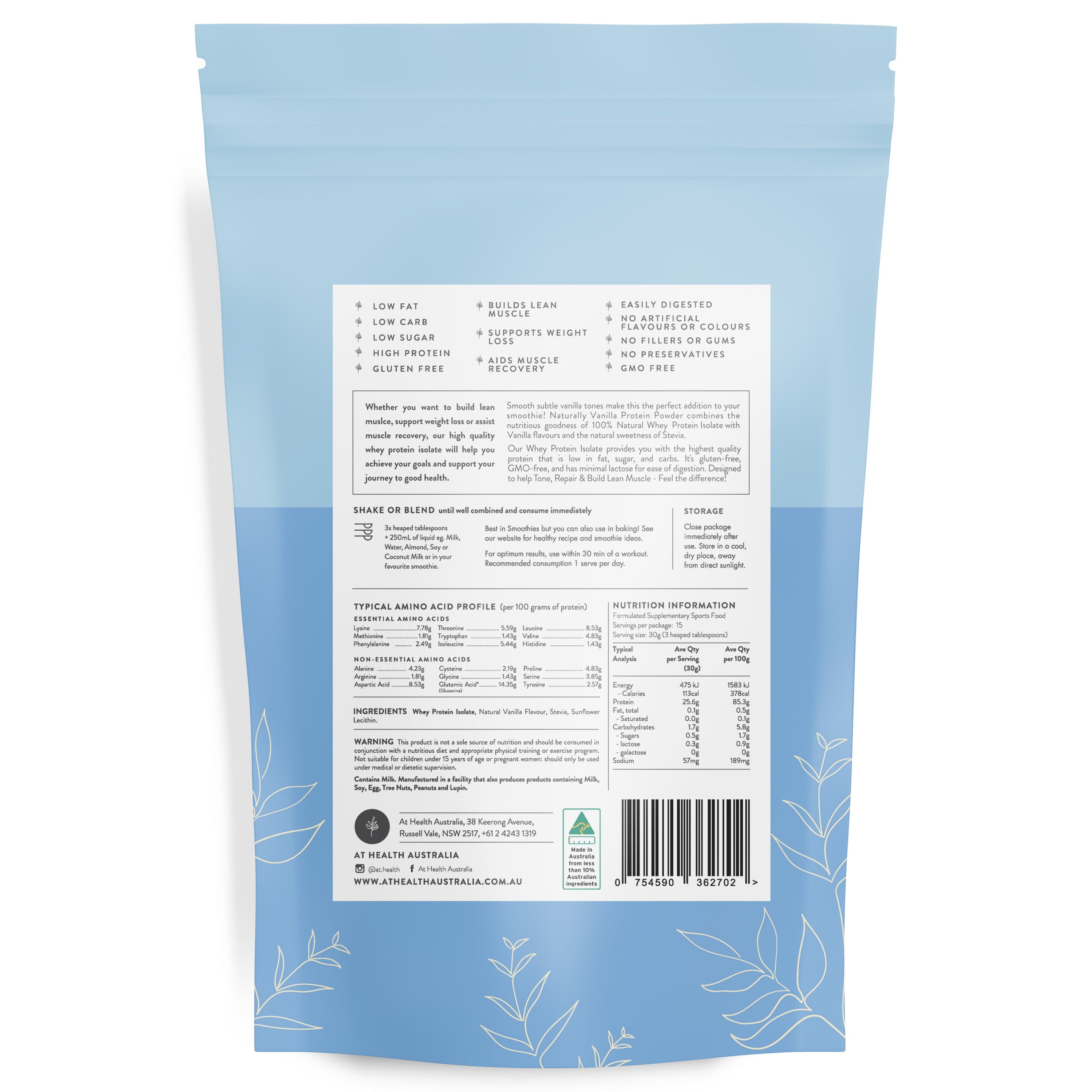 At Health Australia WPI Whey Protein Isolate - Naturally Vanilla